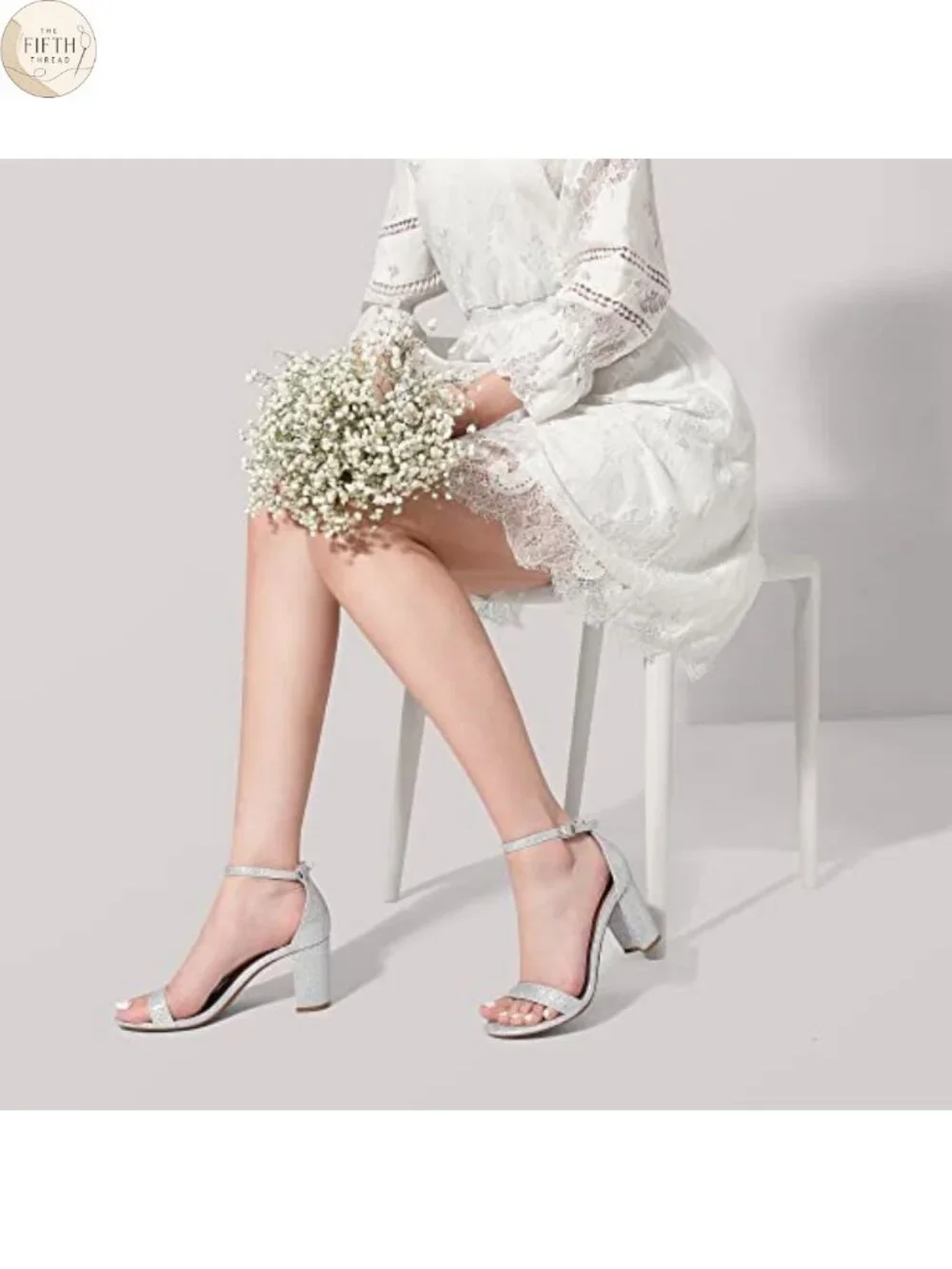 Women's 3-Inch Block Heel Sandals Ankle Strap Cushioned Glitter Buckle